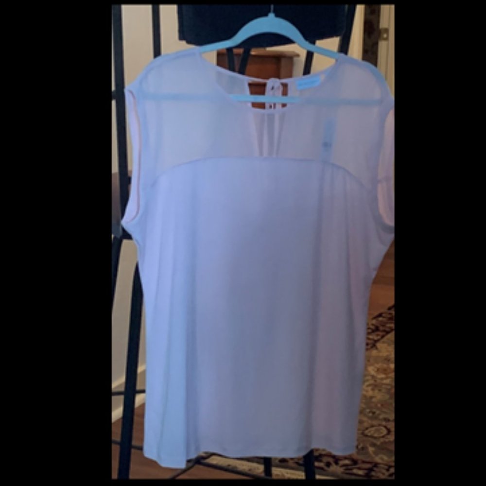 NY & Co White Sleeveless Blouse XL NWT